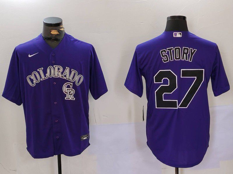 Men Colorado Rockies #27 Story Purple Game 2024 Nike MLB Jersey style 3